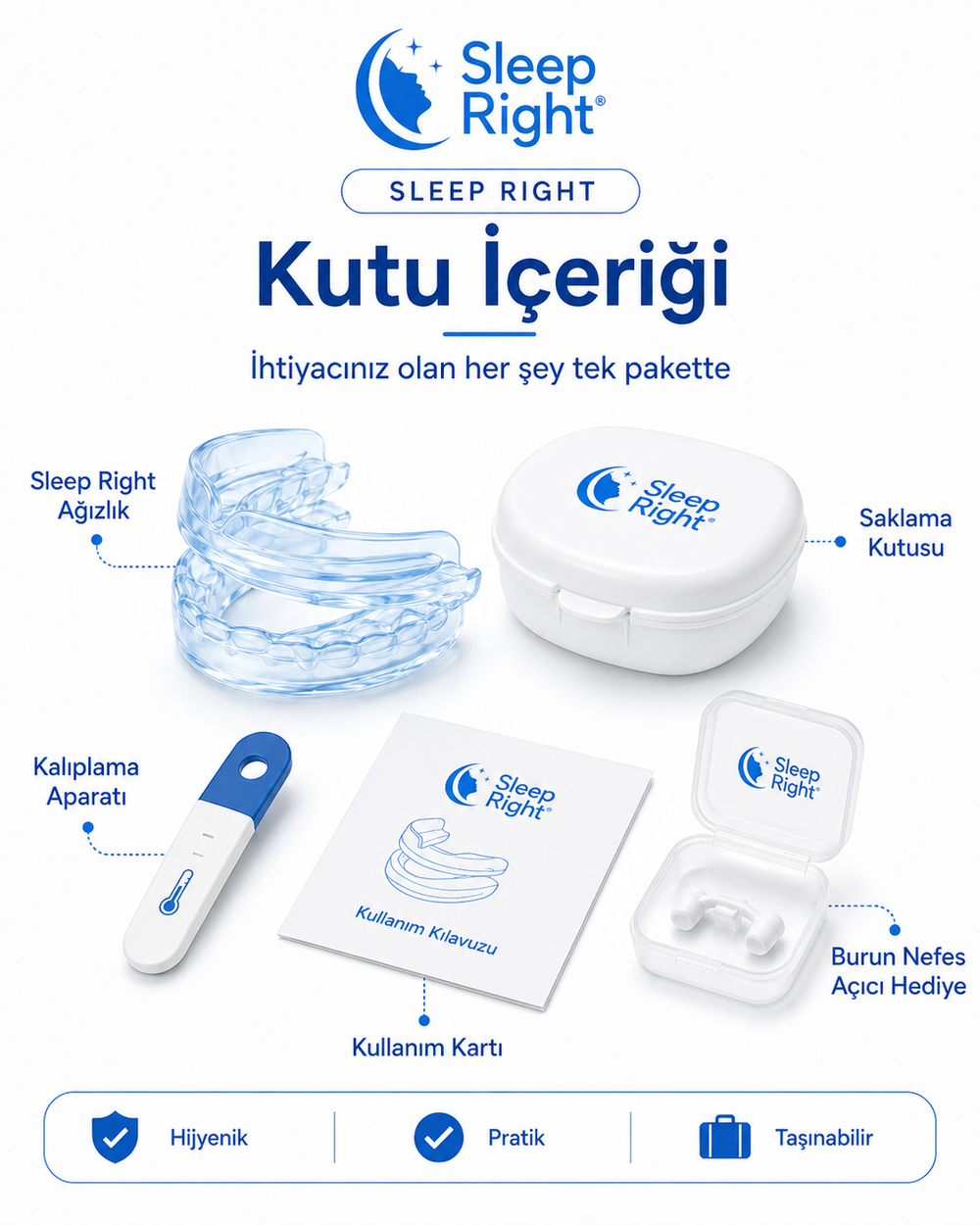 Sleep Right ComfortFit™ Horlama ve Diş Sıkmaya Karşı Kişiye Özel Şekillendirilebilir Ağızlık